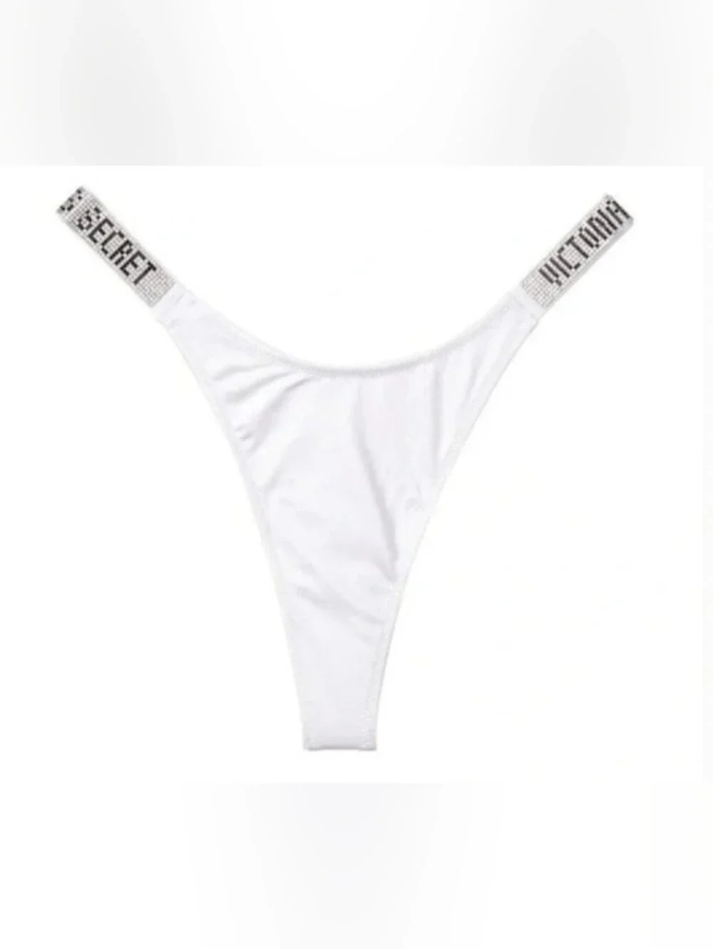 S Victoria's Secret Swim Shine Strap Thong Bikini Bottom White